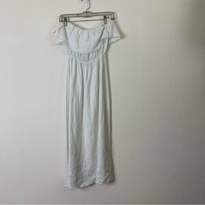 Reformation white 100% linen strapless midi dress S